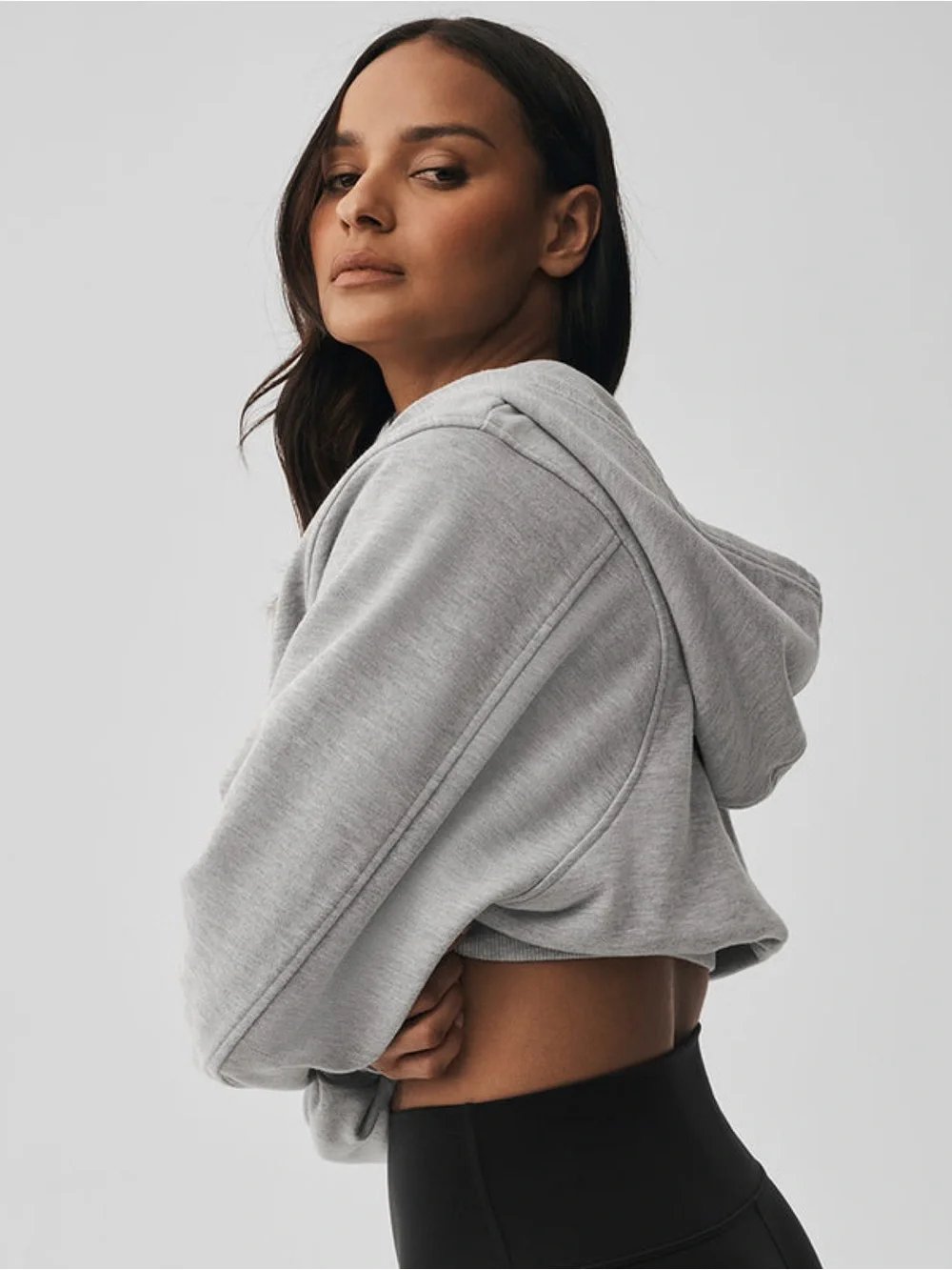 Alo Yoga Sweet Escape Zip Up Hoodie in Athletic Heather Grey Small - Picture 3 of 12